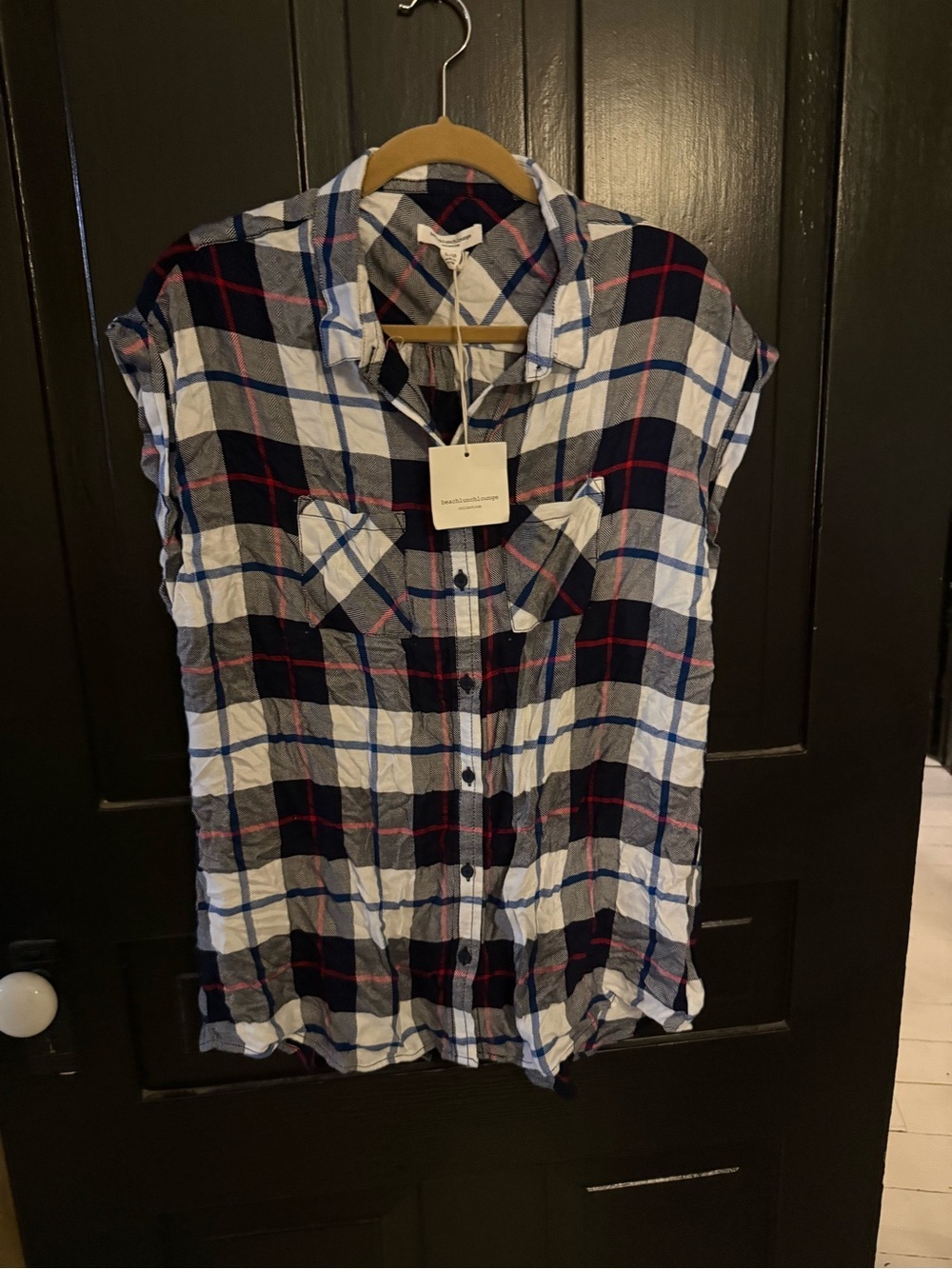 beachlunchlounge Plaid Shirt in Navy, White & Red